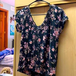 American Rag black floral shirt